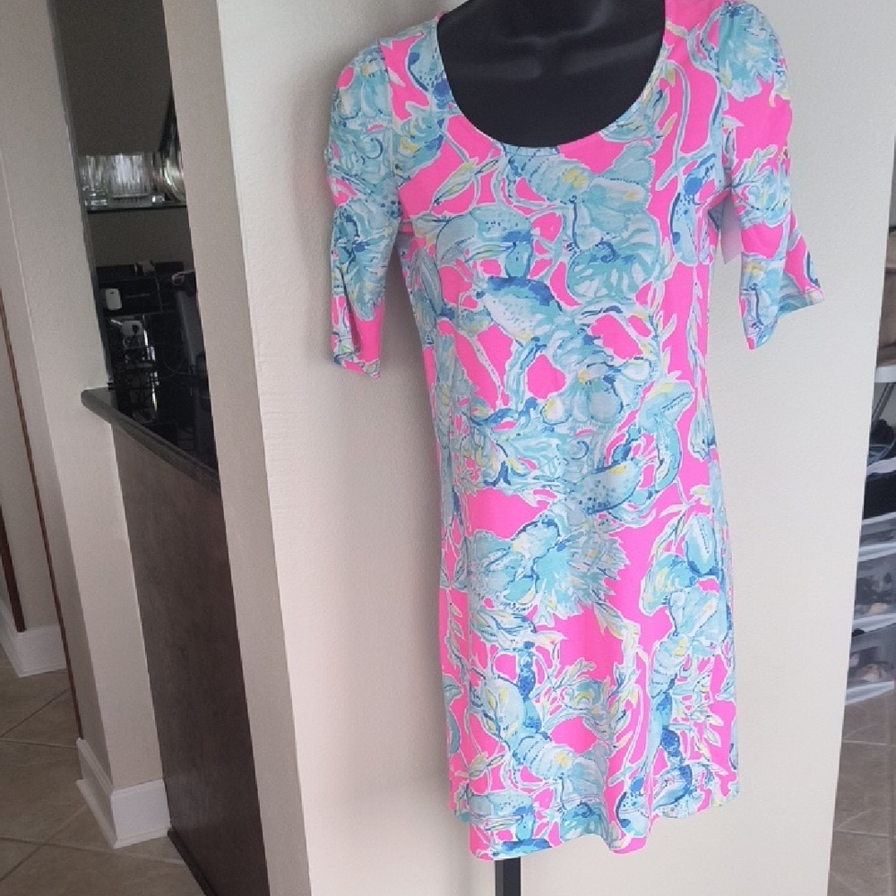 Lilly Pulitzer Vibrant Pink and Blue Dress